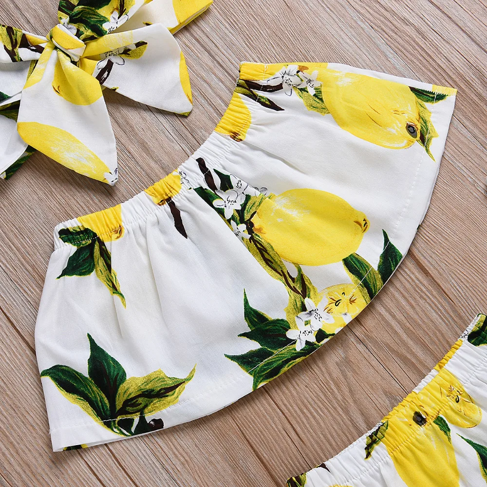 Для маленьких девочек с фруктовым принтом открытыми плечами Топы + кисточка