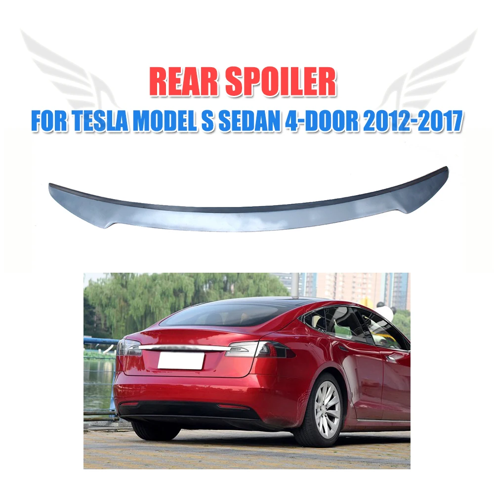 Задний спойлер багажник Boot Wings для Tesla model S 2012 2019 FRP Неокрашенный Серый праймер|rear
