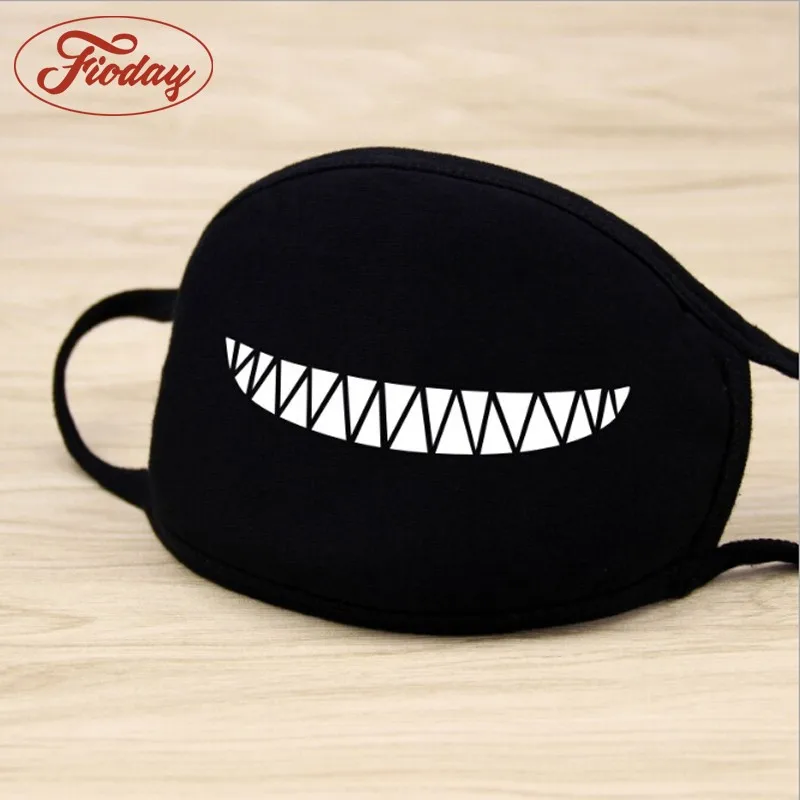 Модная черная хлопковая маска унисекс с мультяшным рисунком для лица милые маски