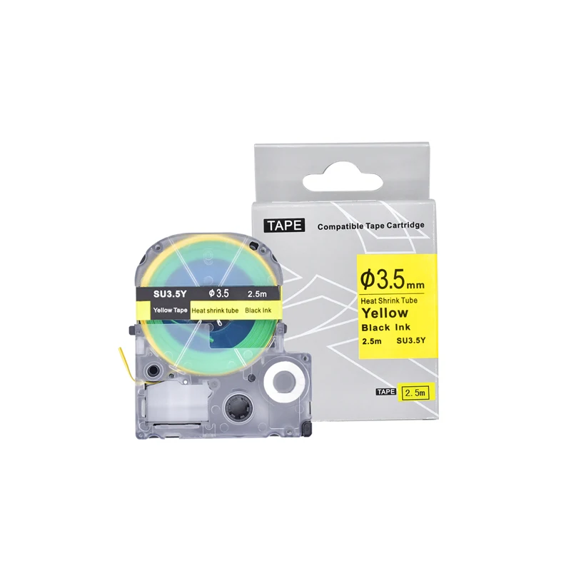 1 шт. для Epson/KingJim SU3.5Y 3,5 мм черные на желтой термоусадочной трубке ленты для этикеток, совместимые с Epson/KingJim принтеры этикеток