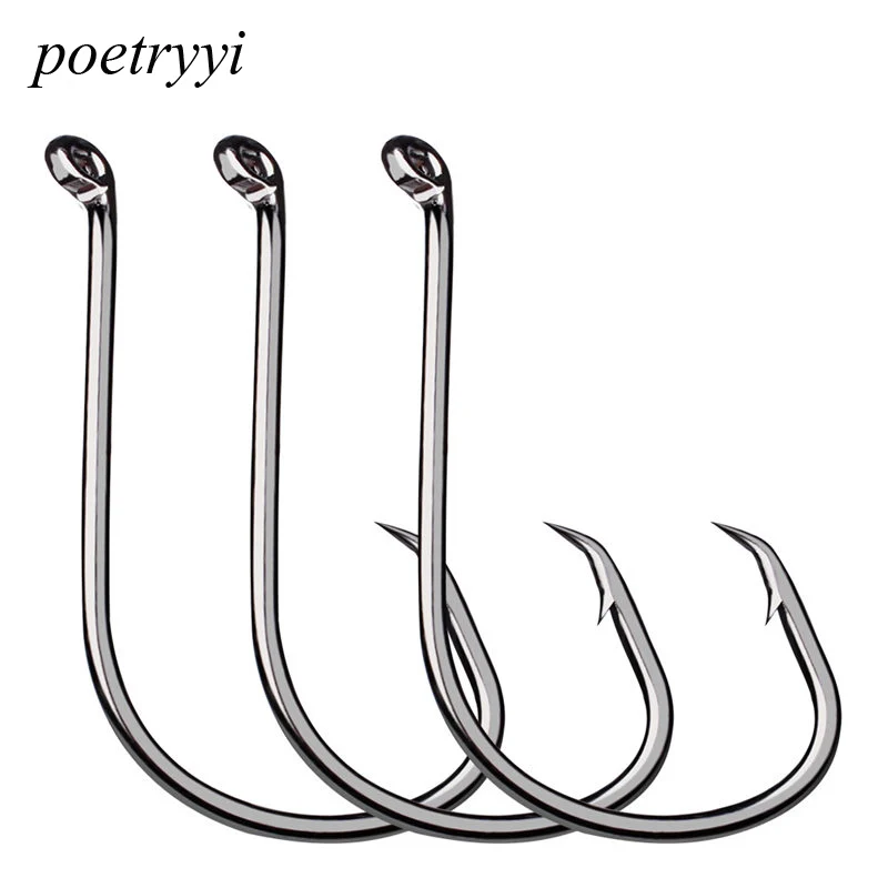 POETRYYI рыболовный крючок 100 шт./лот высококачественный черный джиг Большой Крючок
