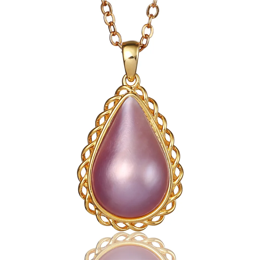 Gold Pink Pearl 13*18 мм капли воды натуральный Mabe жемчуг кулон ожерелье розовый/синий/белый настоящий жемчуг ожерелье 925 серебро/18 K золото ожерелье s - Цвет камня: Gold Pink Pearl