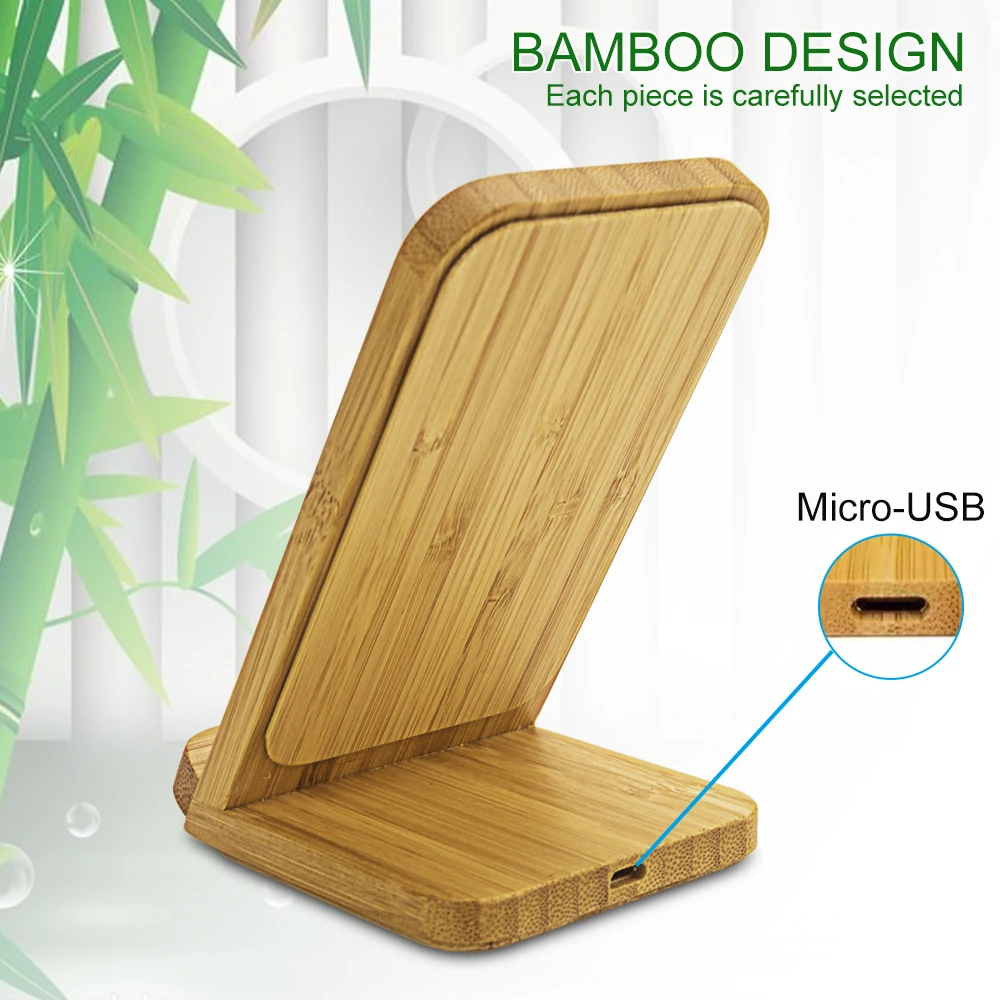 NYFundas bamboo беспроводной держатель для телефона Подставка зарядное устройство