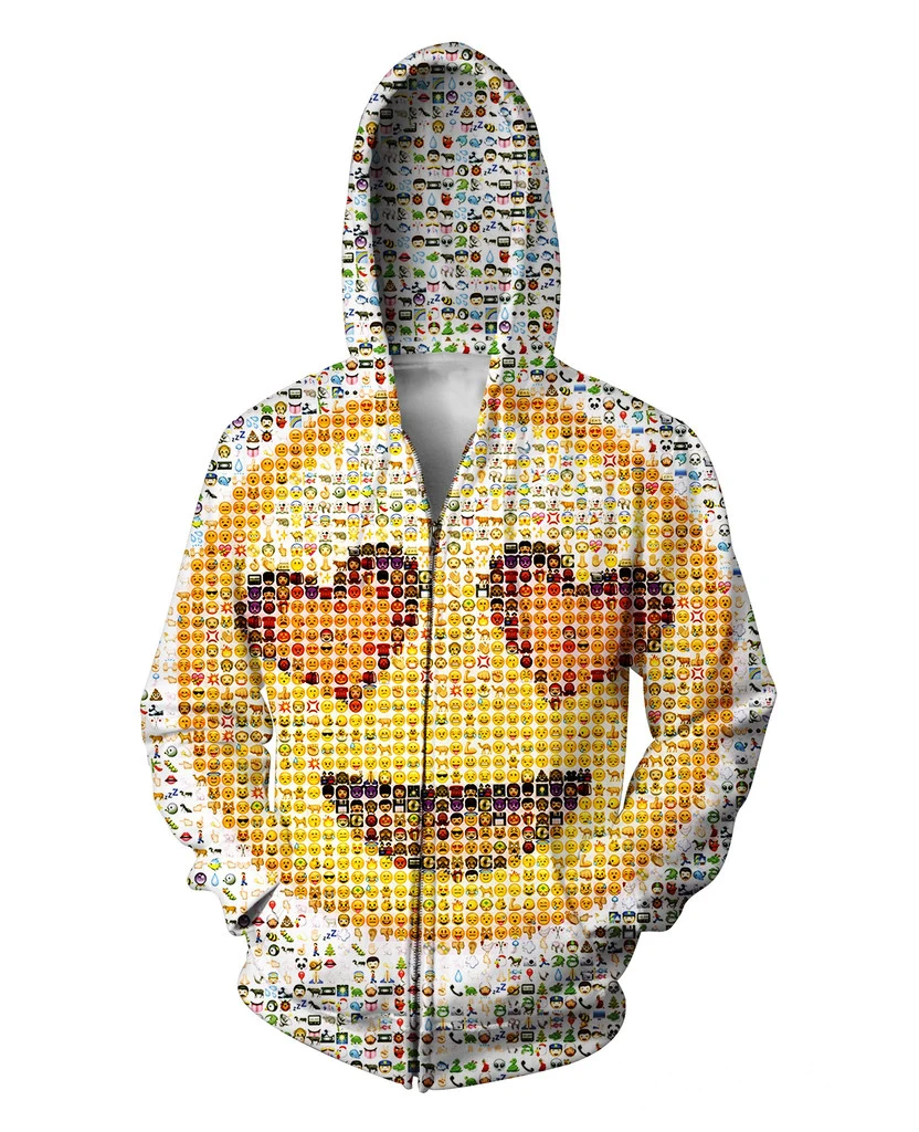 Смайлики Zip Up Толстовки фотографического мозаика милые смайлики толстовка с