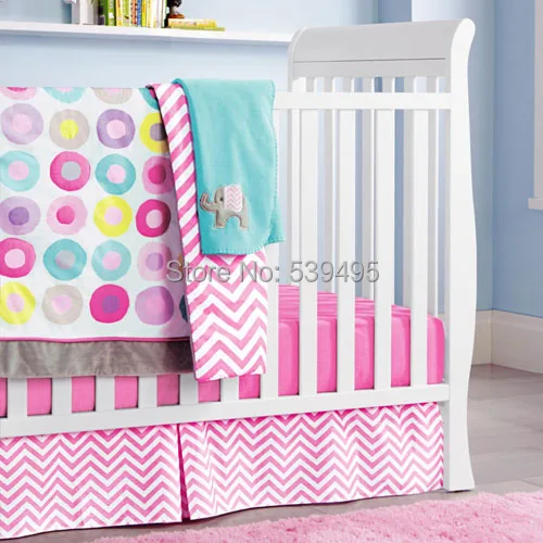 

6 pc Crib Infant Room Kids Baby Bedroom Set Nursery Bedding pink color cot bedding set for newborn baby girl boy