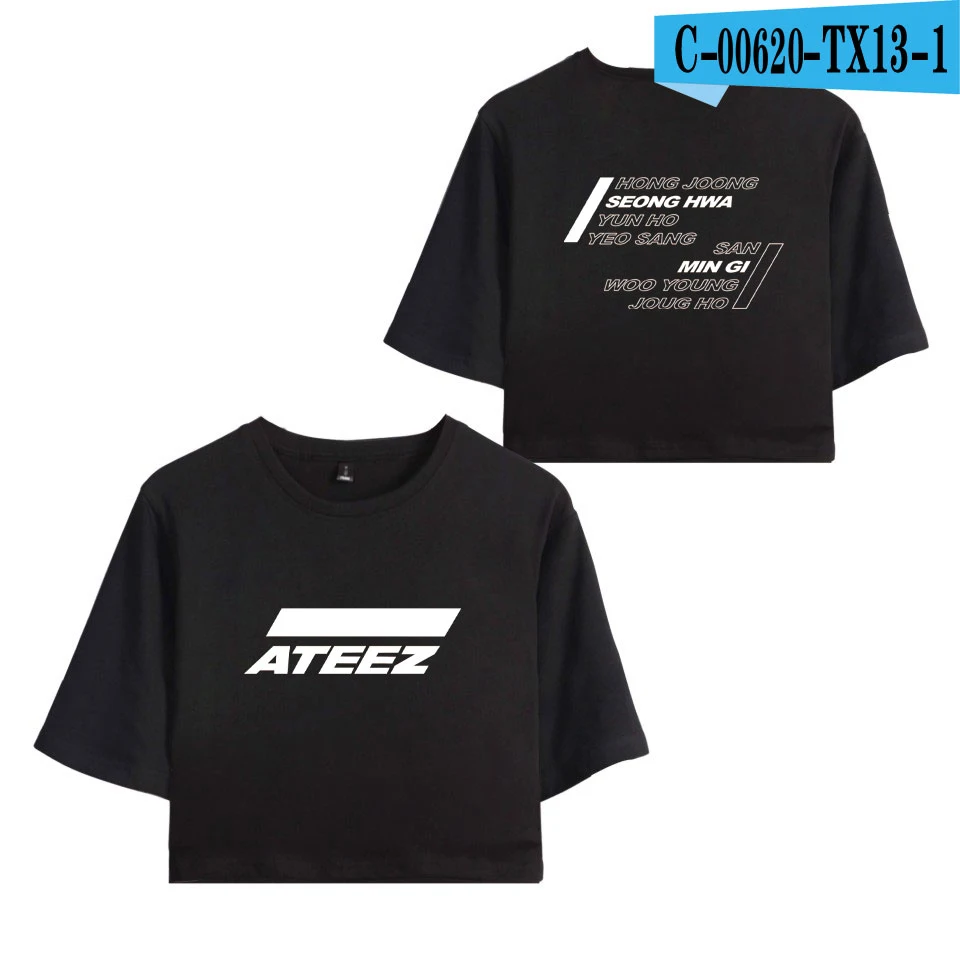ATEEZ топы с принтом, летние шорты, футболка, Женская Сексуальная поп-одежда, горячая Распродажа, повседневная Harajuku размера плюс XXL - Цвет: TX13-1