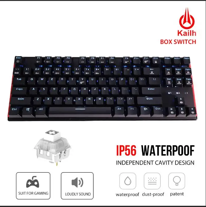White Switch-Blue HEXGEARS GK707 87 Клавиатура белый синий водонепроницаемый Kailh коробка переключатель игровая клавиатура Горячая замена переключатель Механическая игровая клавиатура - Цвет: White Switch-Blue