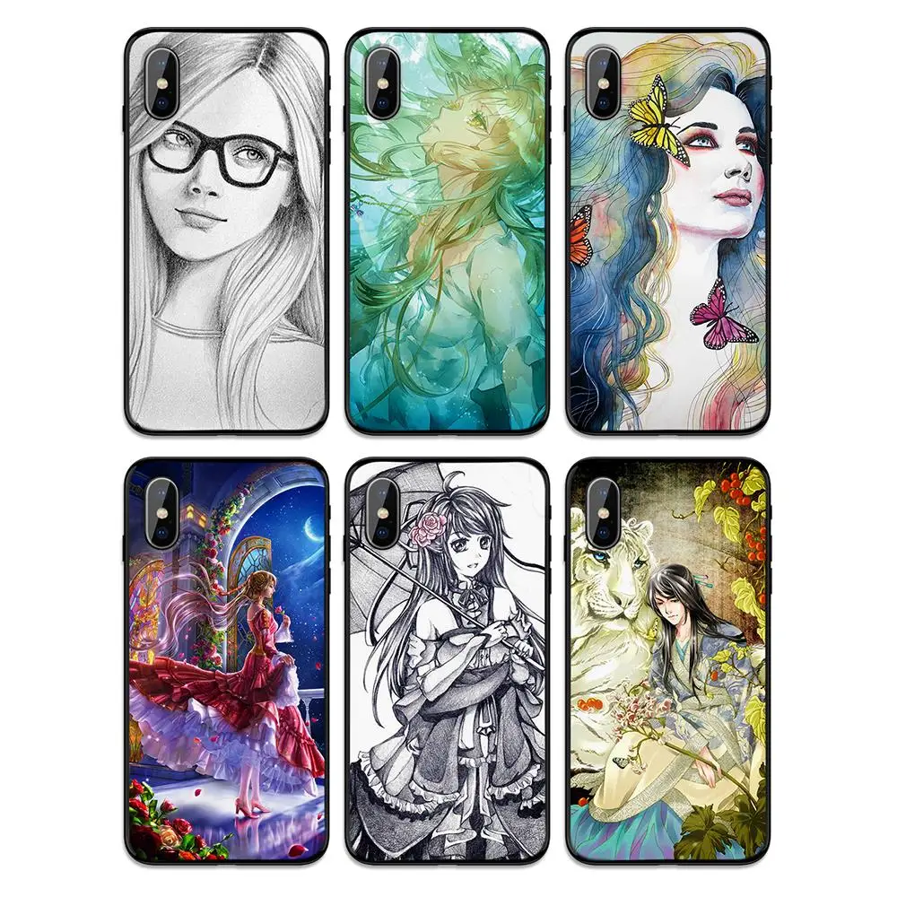 Красивый мягкий чехол из ТПУ с рисунком аниме для Apple iPhone 6 6S 7 8 Plus 5 5S SE X XS MAX XR