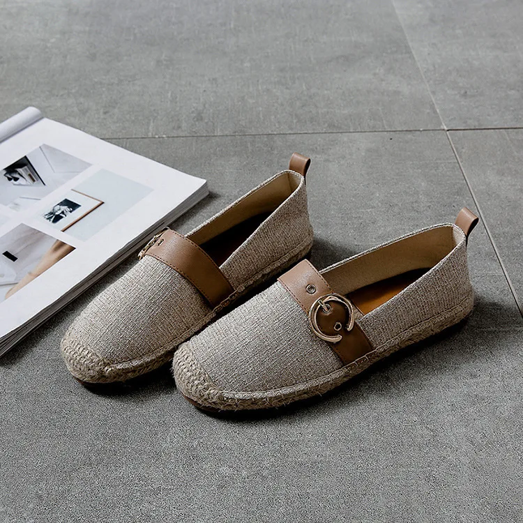 Женская повседневная обувь на плоской подошве из пеньковой веревки с соломенной