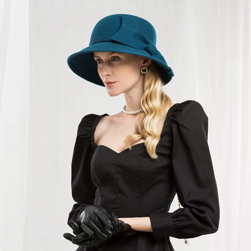 Женская шерстяная шапка Fedoras модная с куполом для девочек женские шерстяные