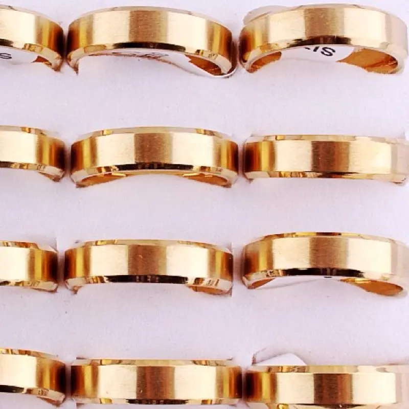QianBei Free 5pcs Sainless Steel Ring Simple Gold Color Rings Lovers Fashion Wedding Jewelry Party Women Men Valentine's gift |