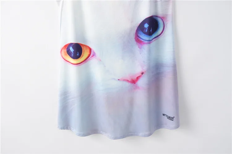 Белая футболка без рукавов с принтом кота Новинка лета 2019 Женская свободная