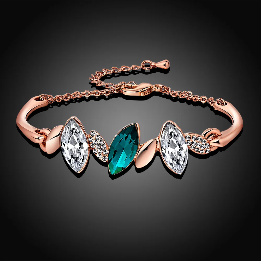 Hot hot salesLovely crystal bracele rose gold individuality gem bracelet green Cubic Zirconia the wedding gift | Украшения и