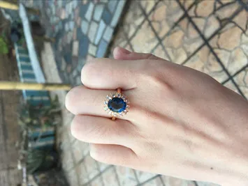 Высокое качество розовое золото цвет синий CZ кубический цирконий кольцо Bague Мода кубический цирконий юбилей ювелирные изделия для женщин anel R189