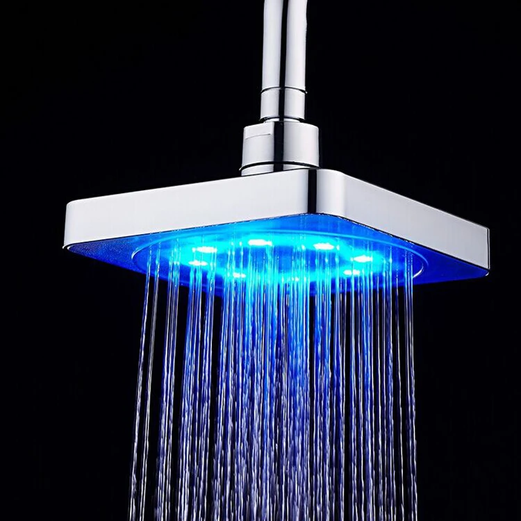 6 дюймовые Квадратные Светодиодные верхние душевые головки многоцветные с