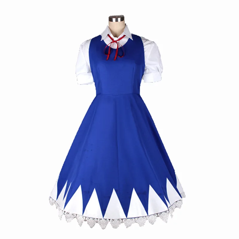 Аниме Touhou проект воплощение алый дьявол Cirno голубое платье униформа костюмы для