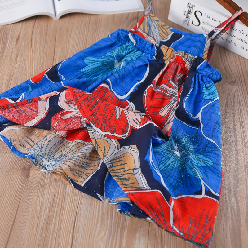 Hurave Summer bohemian print baby Girl clothes camis Children dress Kids Clothes ruffles dresses | Детская одежда и обувь