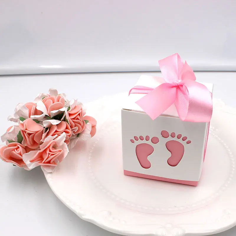 

50pcs Laser Cut Baby Feet Baby Shower Candy Box Baby Birthday Party Decoration Favors Gift Boxes Baby Shower Party Supplies