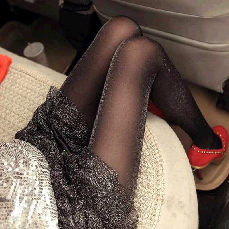 Модные сексуальные женские гладкие блестящие ультратонкие эластичные чулки
