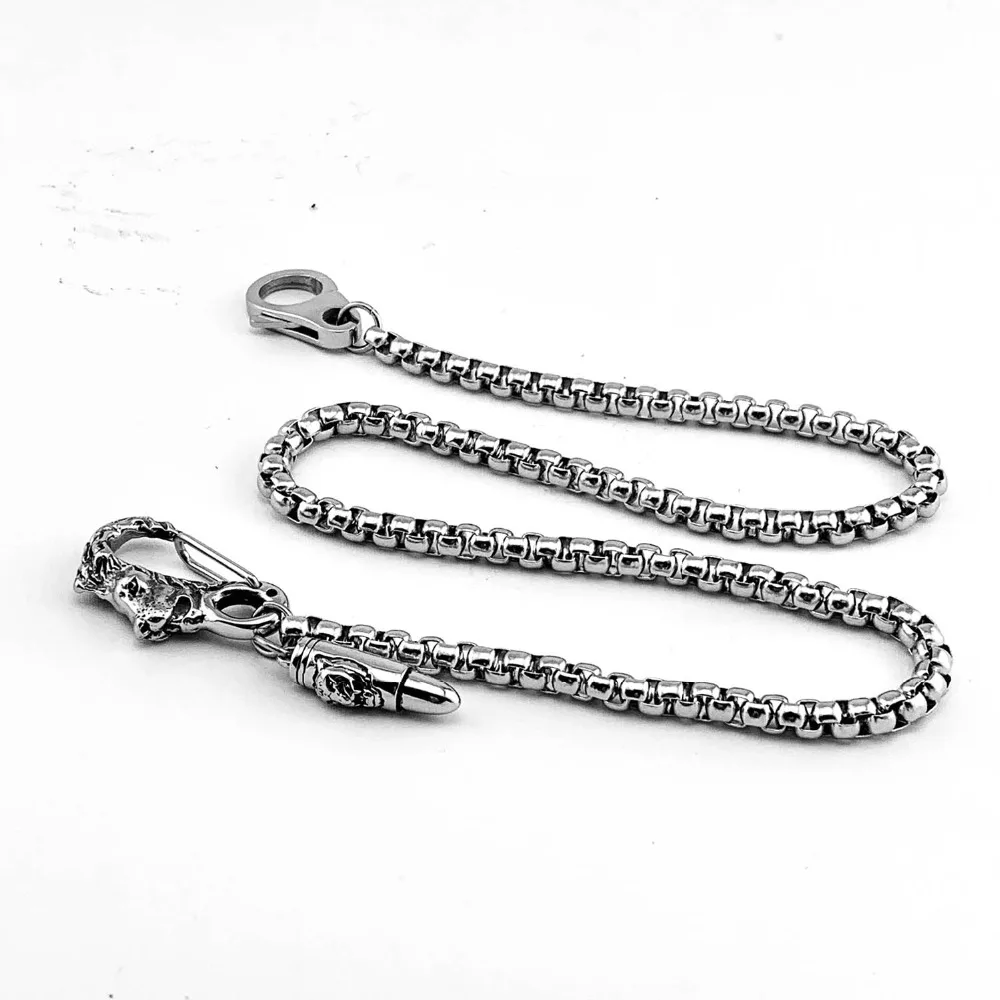 Bling нержавеющая сталь Филейная голова кошелек с застежкой цепочка на джинсы брюки брелок