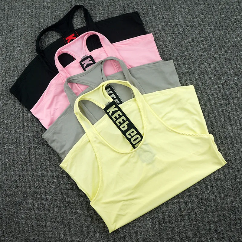 

Keep Going Women Sports Vest Sleeveless Shirts Tank Tops Vest Fitness Running Clothes Tight Quick Dry Yoga Tanks Singlets P097