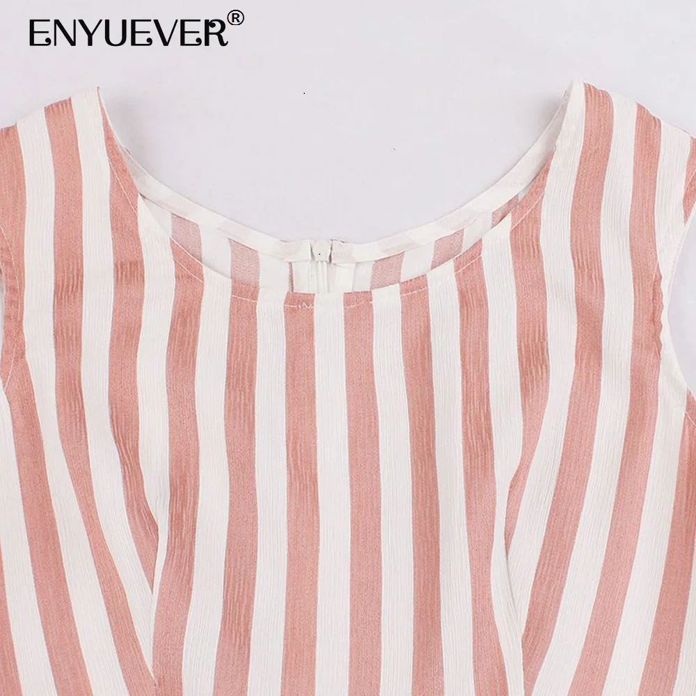 Enyuever элегантное платье в полоску Женская Ретро одежда качели Vestido Повседневная
