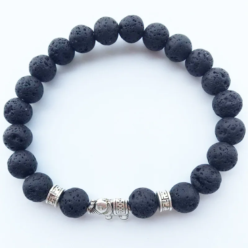 Повседневные Подвески в виде слона с эффектом живого лифтинга 8 мм черные бусины