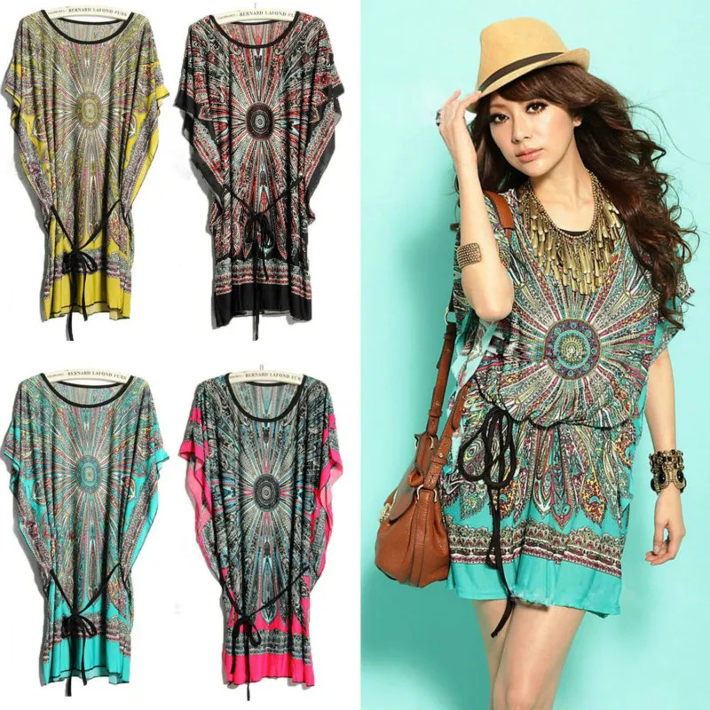 Модные новые летние женские винтажные богемные повседневные платья с принтом