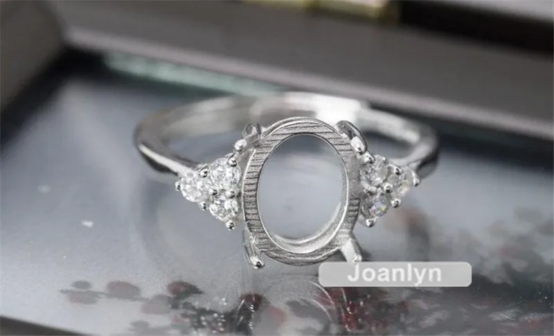 Кольцо Joanlyn для 8x10 мм Овальные Кабошоны или ограненные драгоценные камни серебро