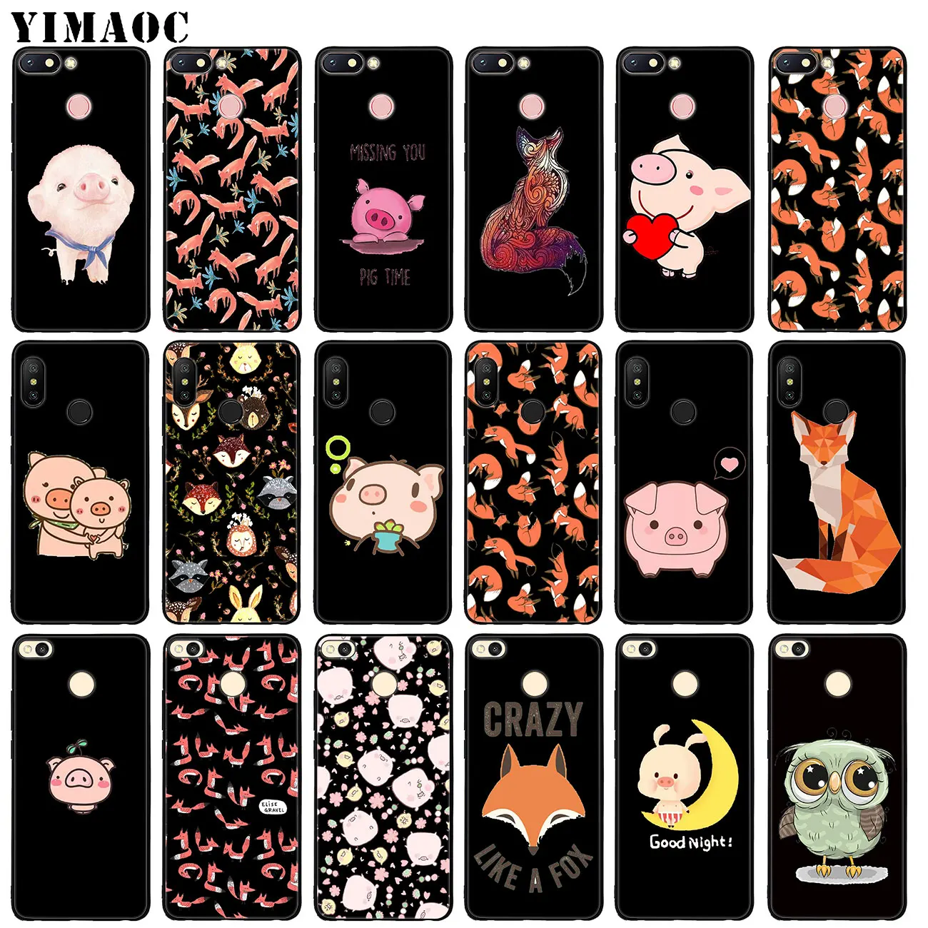 Мягкий силиконовый чехол YIMAOC Piggy cute pig Lovely foxes sly fox для Xiaomi Redmi K30 K20 Note 8 8T 7 5 6 Pro Mi |