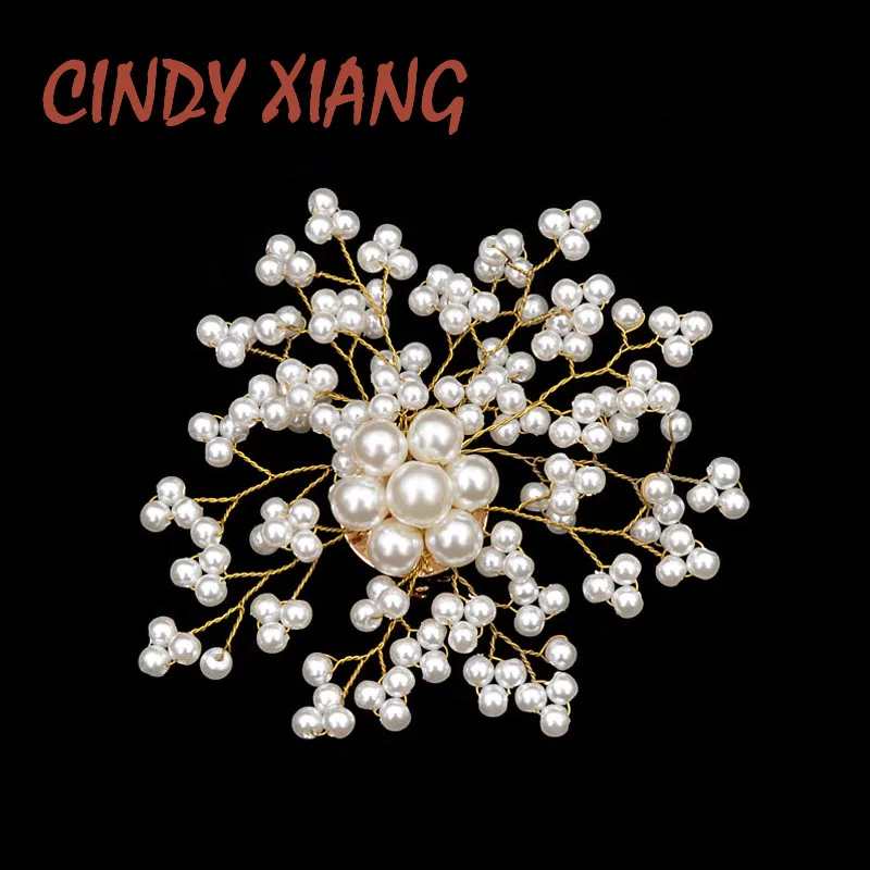 CINDY XIANG новые Гипсофилы брошки Жемчужный Цветок для женщин ручной работы Свадьба Снежинка шпильки летнее платье аксессуары сумка брошь