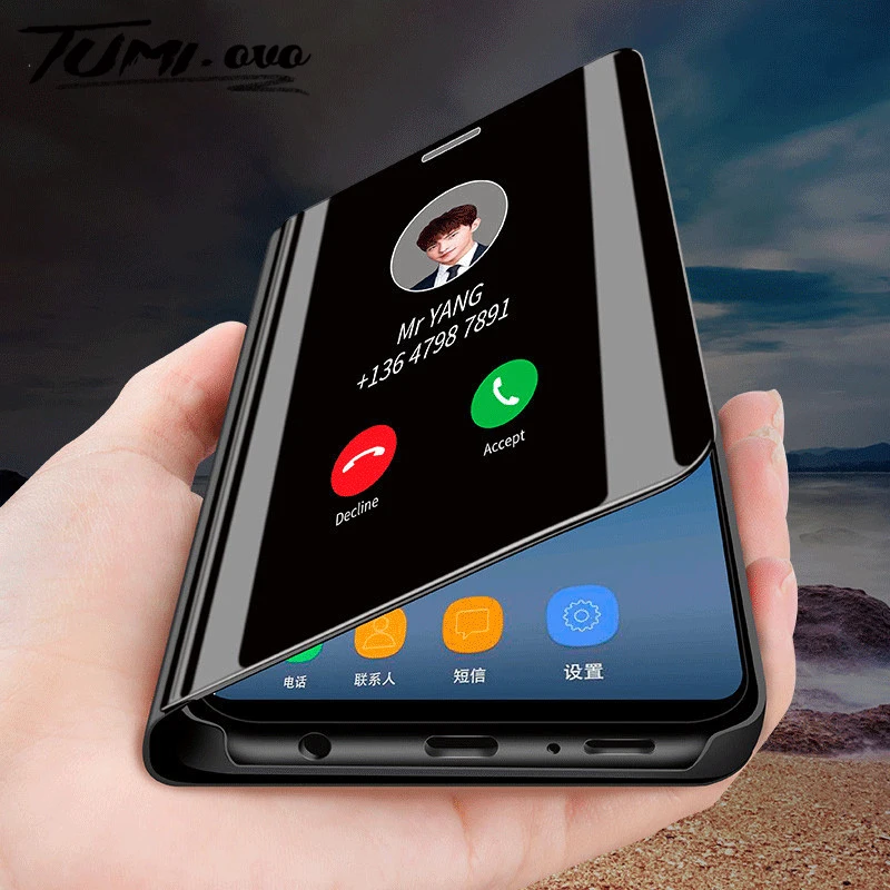 Умный зеркальный кожаный чехол для Samsung Galaxy A50 A30 A10 A7 A6 A8 Plus A9 Star Pro 2018 A9S A6S A8S A5 A3 2017 M10