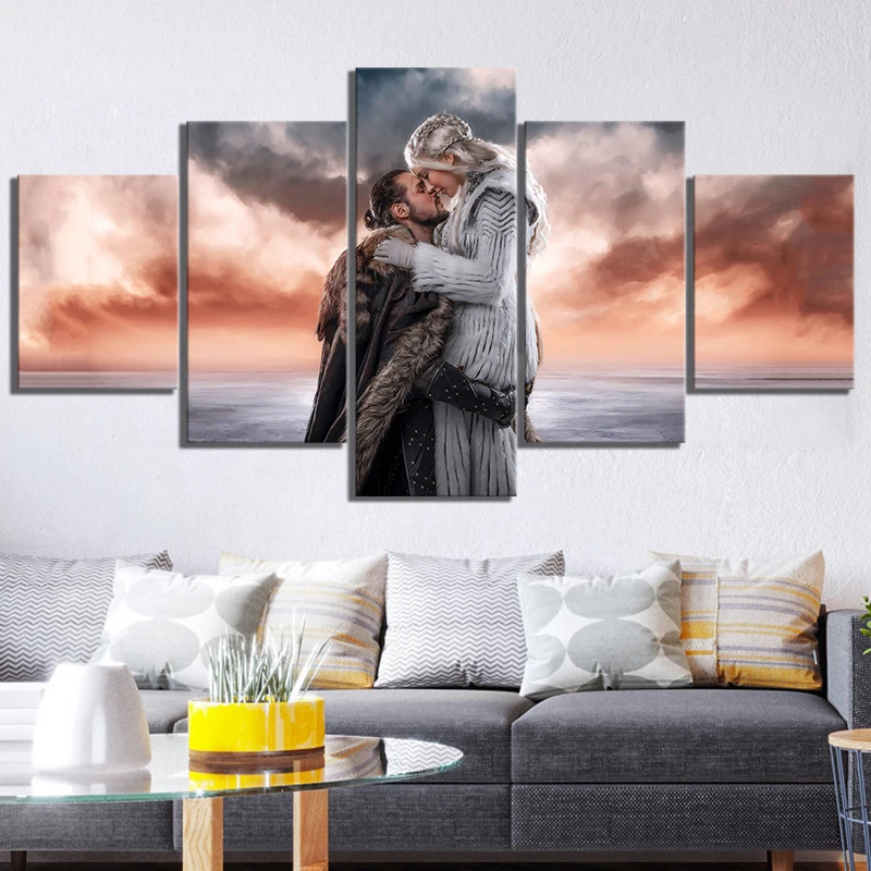 5 шт. Jon Snow and Khalessi Love косплей картинки Игра престолов кино постер холст картины