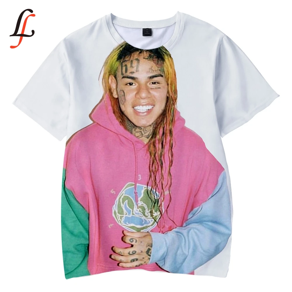 6ix9ine harajuku/Детская футболка с объемным рисунком Мягкая мультяшным принтом круглым