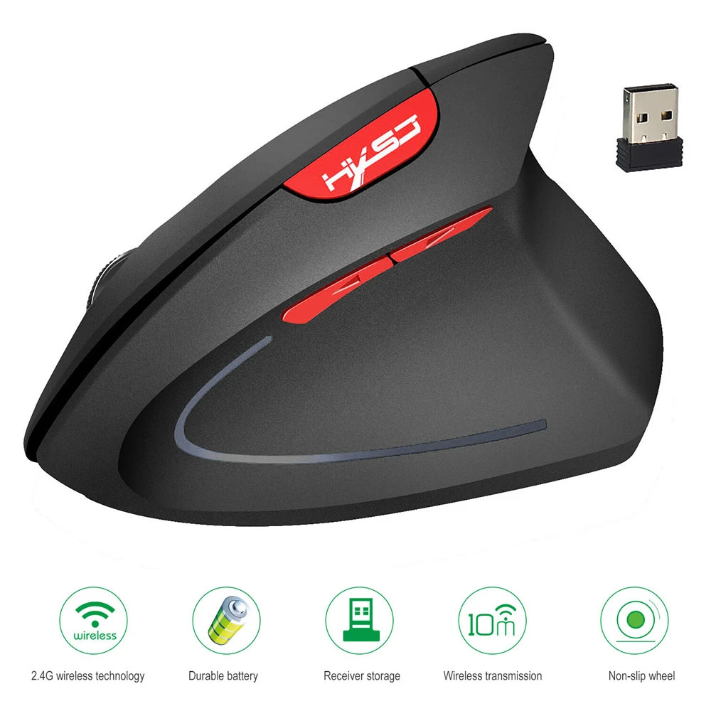 Беспроводная мышь 2 4 ГГц USB Вертикальная Внешняя батарея 6 кнопок 2400 точек/дюйм
