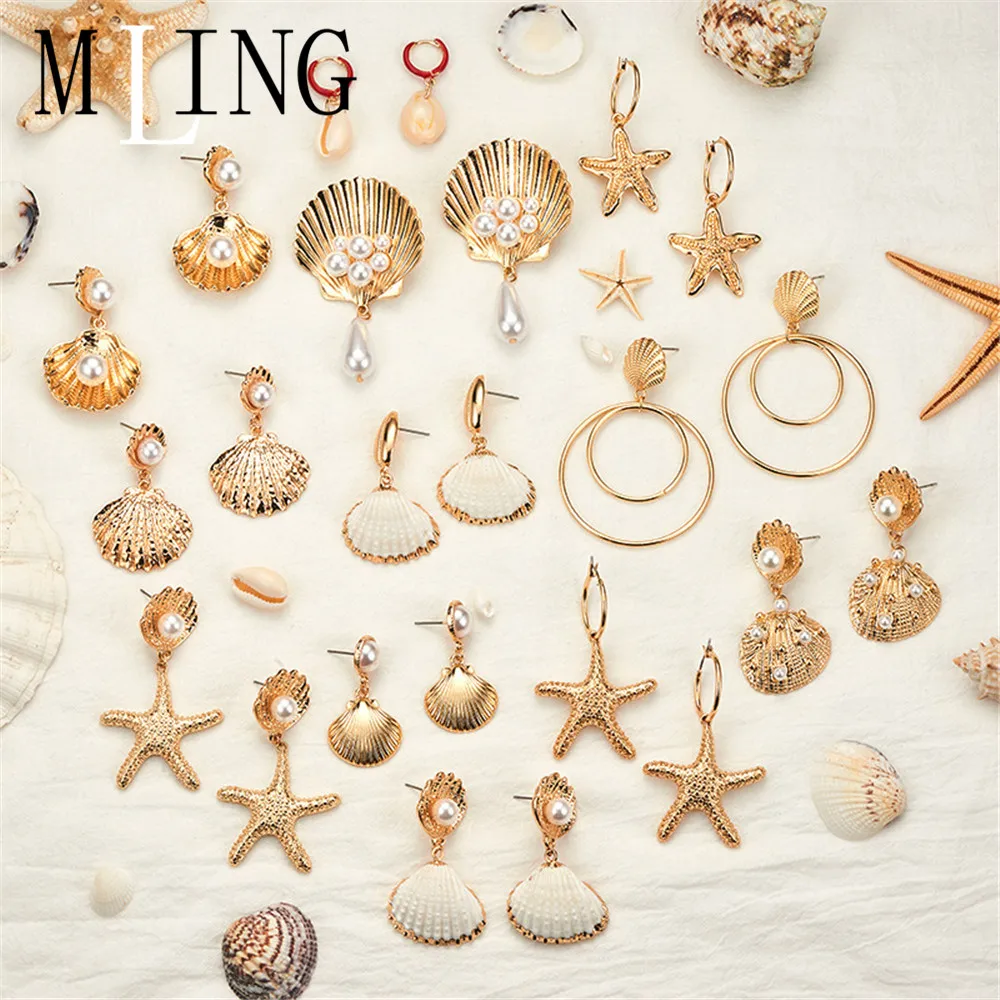 Женские Геометрические серьги подвески MLING висячие с натуральным жемчугом