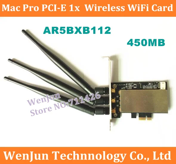 

Бесплатная доставка 450MB Extreme Atheros AR5BXB112 беспроводная Wi-Fi карта PCI-E X1 для M ac Pro AR9380