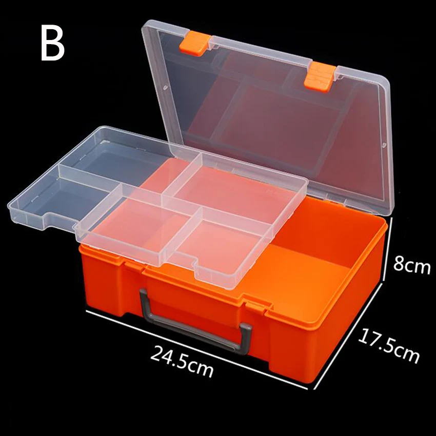 orange 8cm 1 шт. 1+ 5 ячеек портативный ящик для ювелирных инструментов контейнер электронные детали винтовые шарики игрушка Книга одежда компонент коробка для хранения - Цвет: orange 8cm