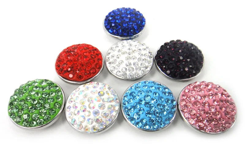 

MOODPC Free shipping hot selling 1.8-2cm shiny rhinestone clay pave alloy charm 8 color assorted DIY button metal charms