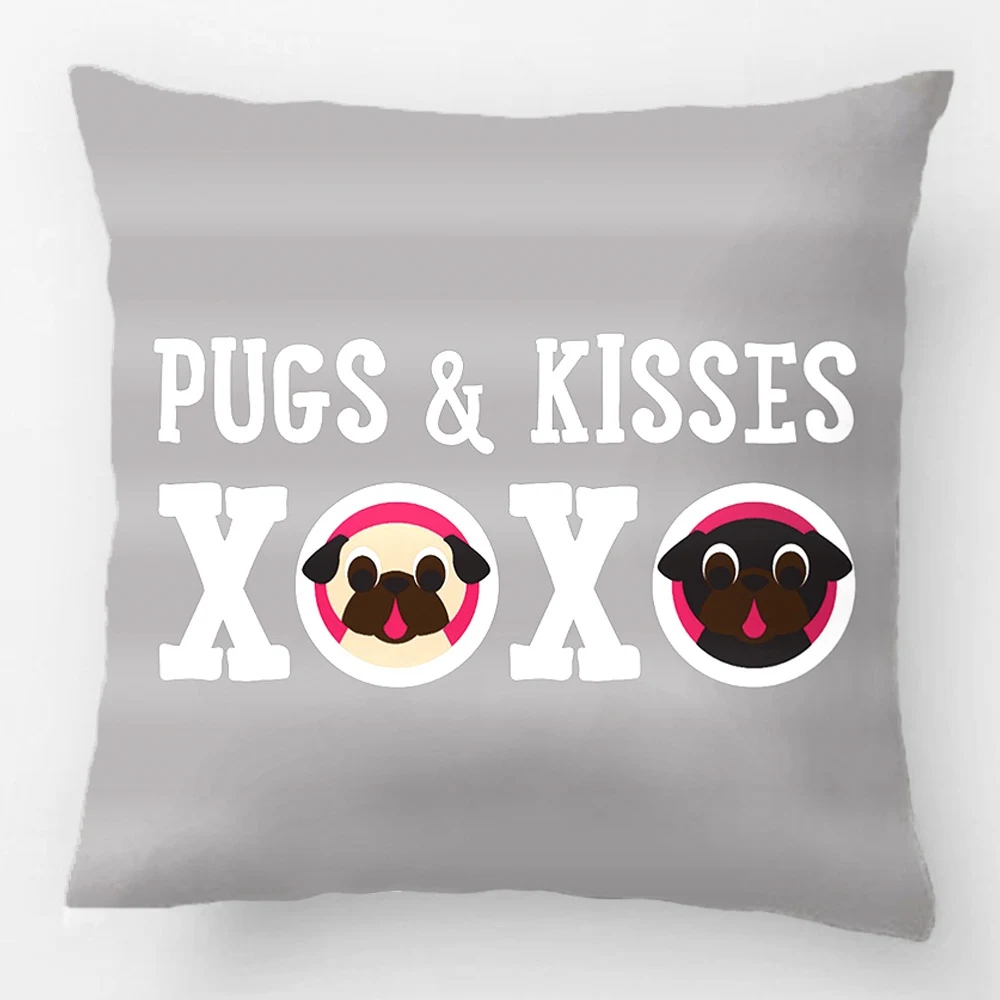 

Подушка для Мопсов и поцелуев XOXO, декоративный Свадебный чехол для диванной подушки, Подарочный чехол на заказ