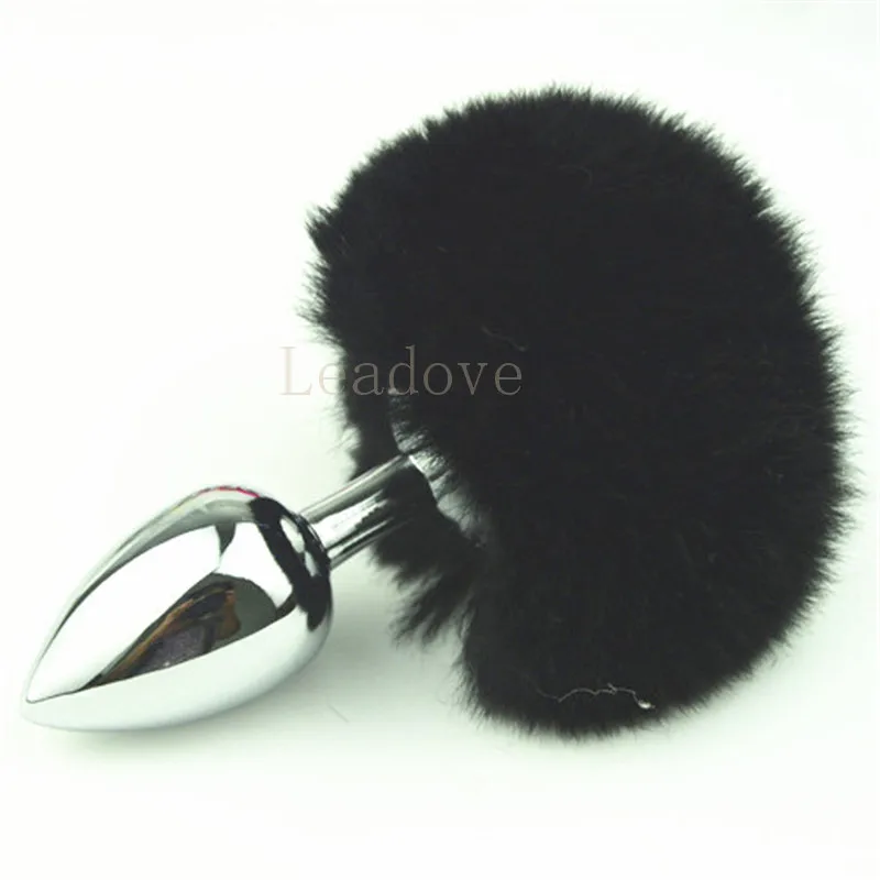 Анальная пробка из нержавеющей стали с хвостом кролика 10 цветов|steel buttplug|stainless steel