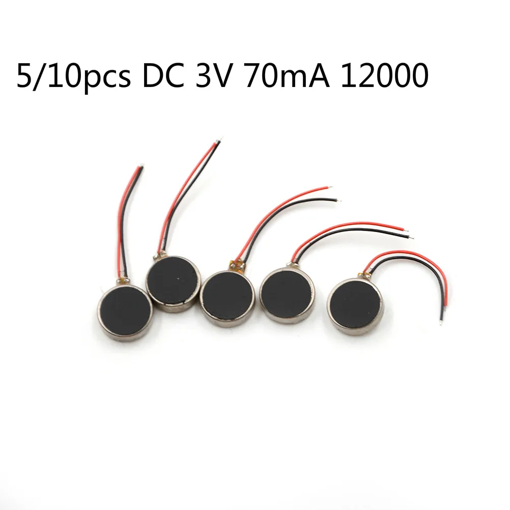 5/10 шт. DC 3V 70mA 12000 об/мин для телефона монета плоский вибрируя Вибрация двигателя