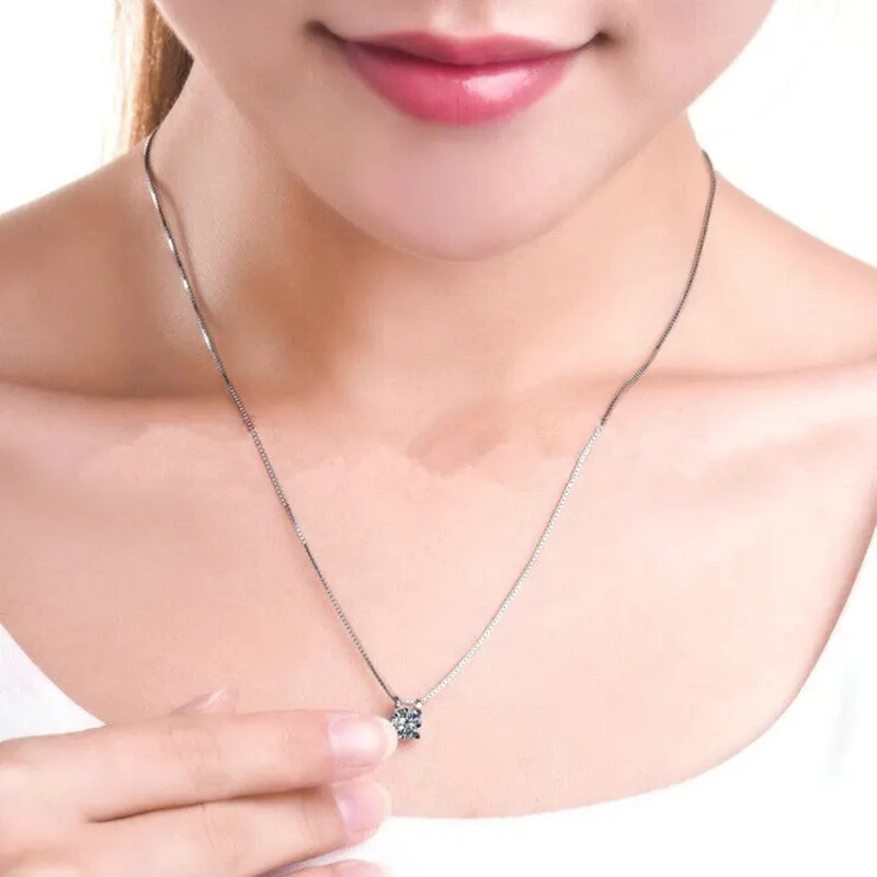 

Luxury 1 Carat Brilliant Round Cut Pendant Necklace Trendy 925 Sterling Silver Hot Women Bridal Wedding Charm Jewelry