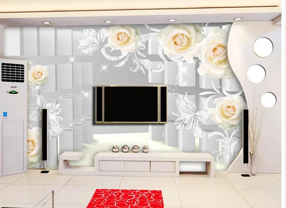 Современные обои для гостиной розы 3D стерео с цветами 3d стереоскопические