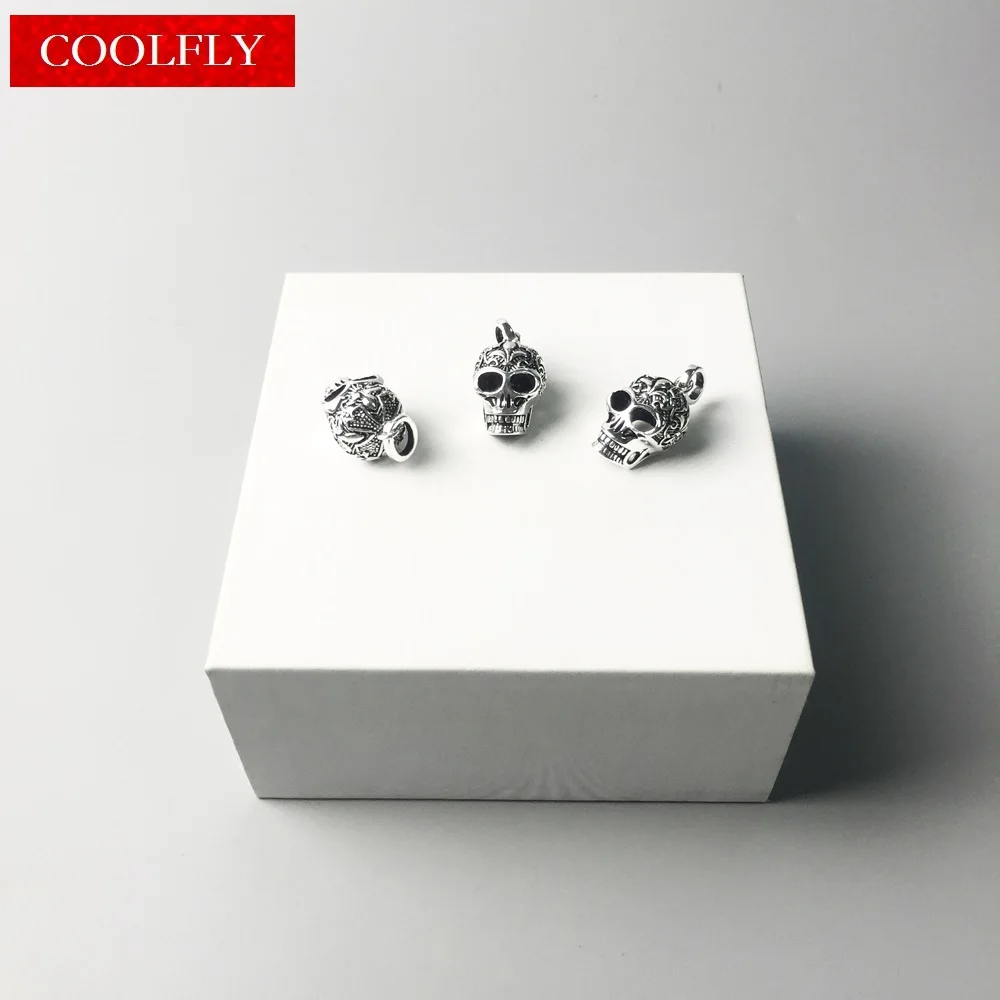 Подвески в виде черепа лилии для женщин и мужчин панк серебро 925 пробы Bijoux Rebel