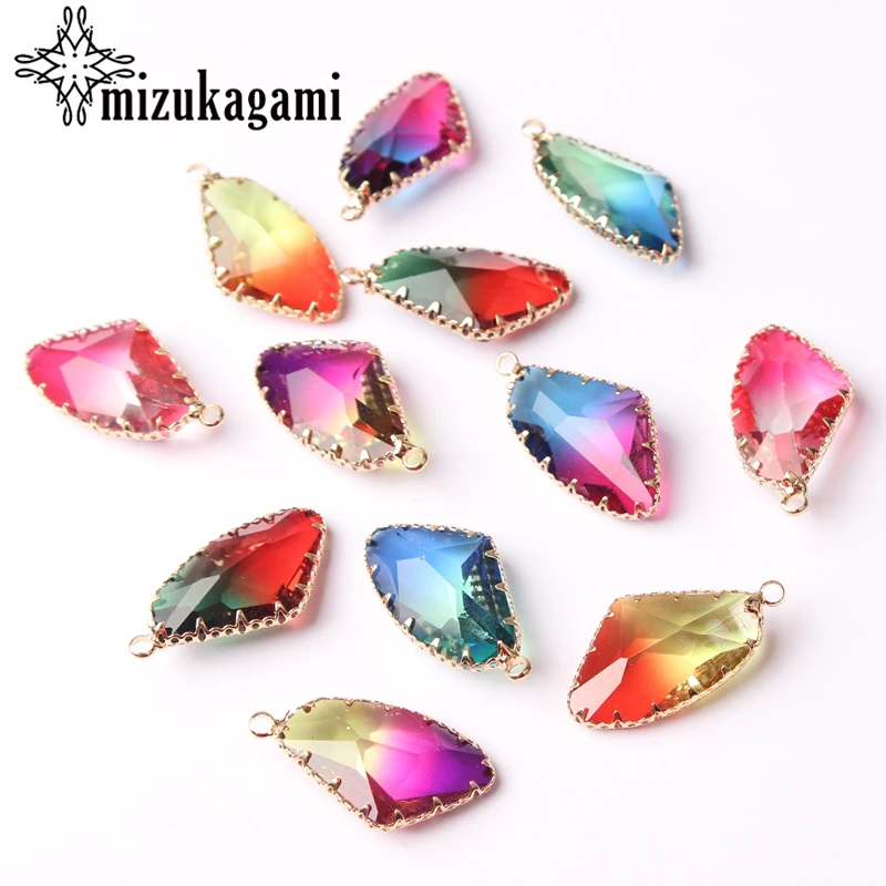 

Colourful Imitation Tourmaline Geometric Crystal Drop Charms Pendant 16*31MM 1pcs For Drop Necklace Jewelry Making Accessories