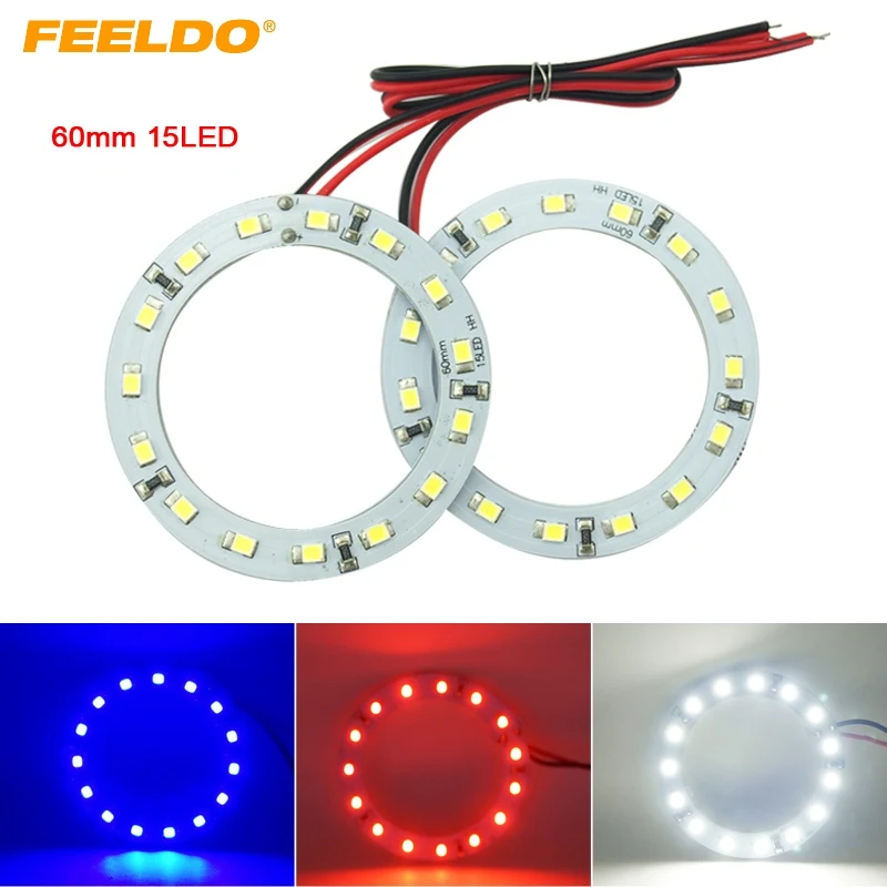 FEELDO 2 шт./лот 60 мм автомобильные ангельские глазки 1210/3528 15SMD светодиодные фары Halo