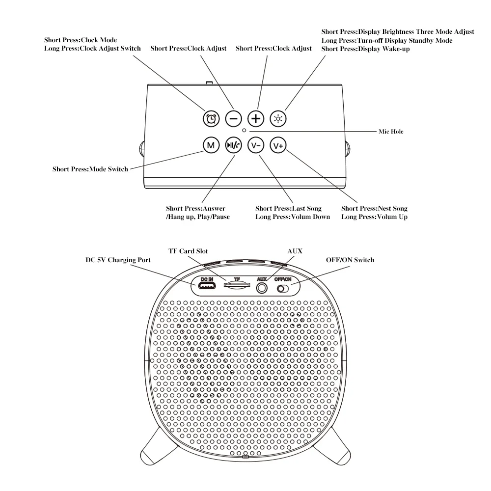 Портативный беспроводной Bluetooth динамик радио светодиодный Будильник дисплей
