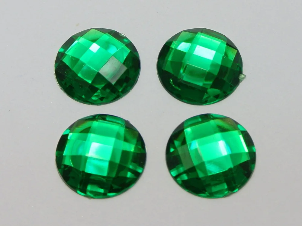 50 зеленых акриловых плоских круглых бусин из страз 20 мм без отверстия|rhinestone