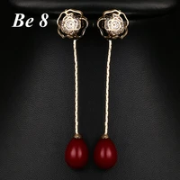 be8 brand rose shape with length chain bridal jewelry beautiful drop earrings simulated pearl party pageant accessorie e 250